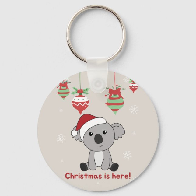 Koala Christmas Snow Winter Animals Koalas Keychai Keychain (Front)