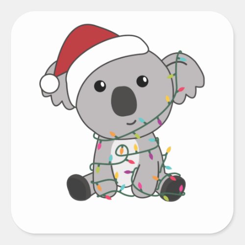 Koala Christmas Snow Winter Animals Koalas Square Sticker