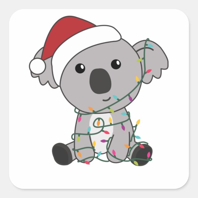 Koala Christmas Snow Winter Animals Koalas Square Sticker (Front)