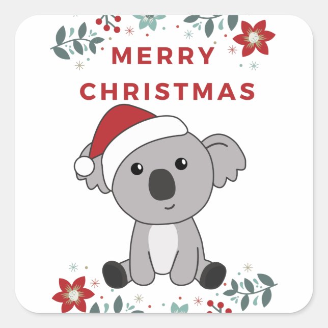 Koala Christmas Snow Winter Animals Koalas Square Sticker (Front)
