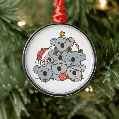 Koala Christmas Tree Funny Animal Christmas Cerami Metal Ornament