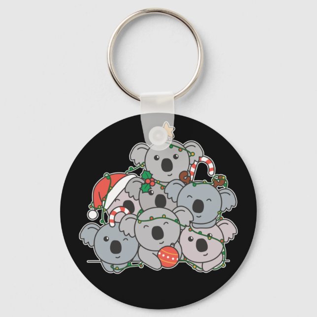 Koala Christmas Tree Funny Animal Christmas Keycha Keychain (Front)