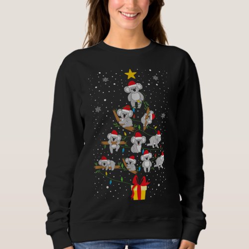 Koala Christmas Tree Lights Funny Xmas Mens Womens Sweatshirt