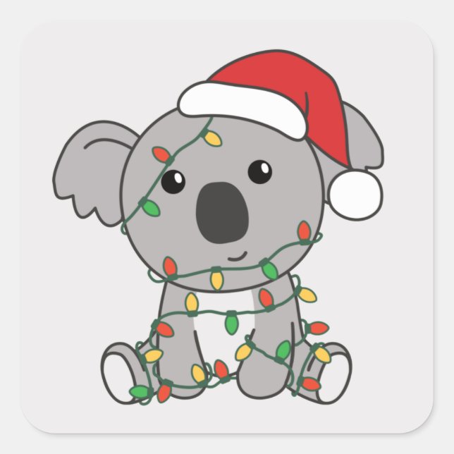 Koala Christmas Winter Animals Koalas Square Stick Sticker (Front)