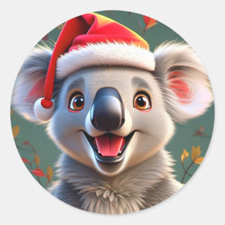 Koala Claus: Spreading Christmas Cheer Down Under! Classic Round Sticker
