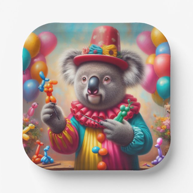 Koala Clown Paper Plates (Front)