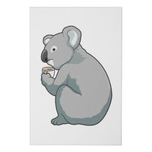 Koala Coffee Cup Faux Canvas Print