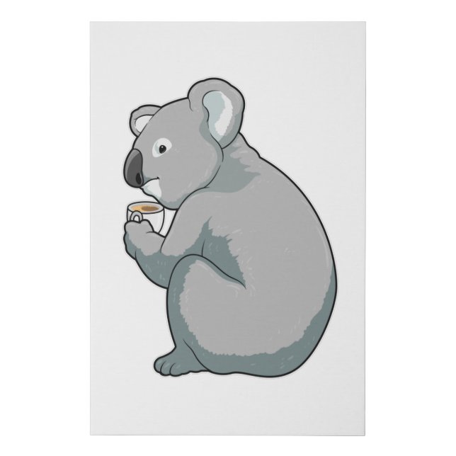 Koala Coffee Cup Faux Canvas Print (Front)