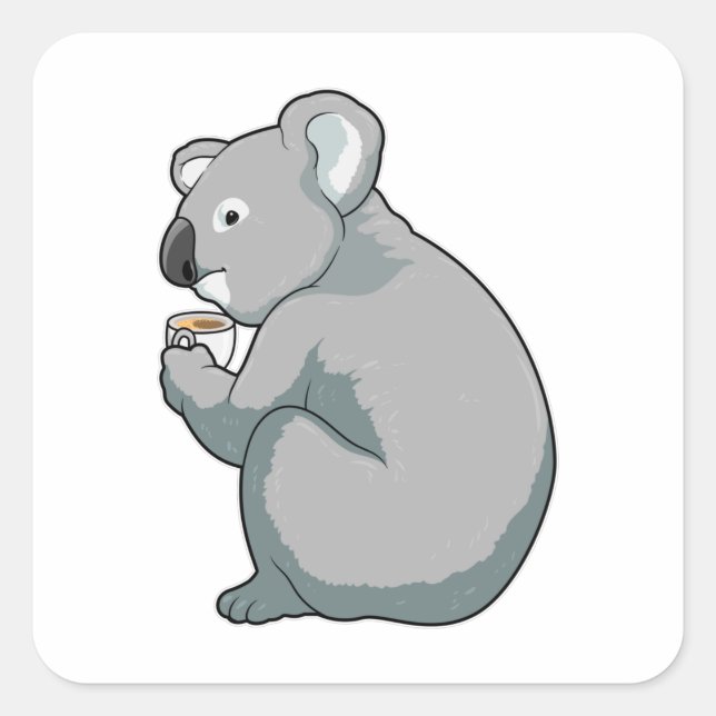 Koala Coffee Cup Square Sticker (Front)
