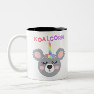koala corn bear with rainbow horn Cool Koala Two-Tone Coffee Mug