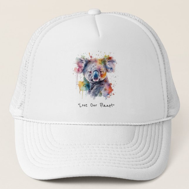 Koala Cuddles in Color, custom Trucker Hat (Front)