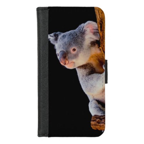 Koala Cute in Tree Gray iPhone 87 Wallet Case