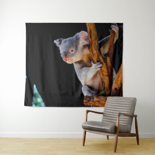 Koala Cute in Tree Gray Tapestry