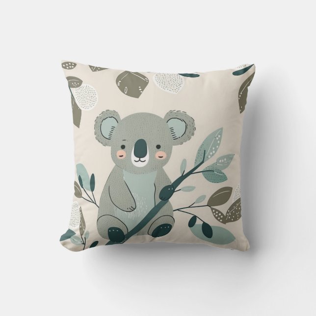 Koala Cuteness Nursery Throw Pillow (Front)