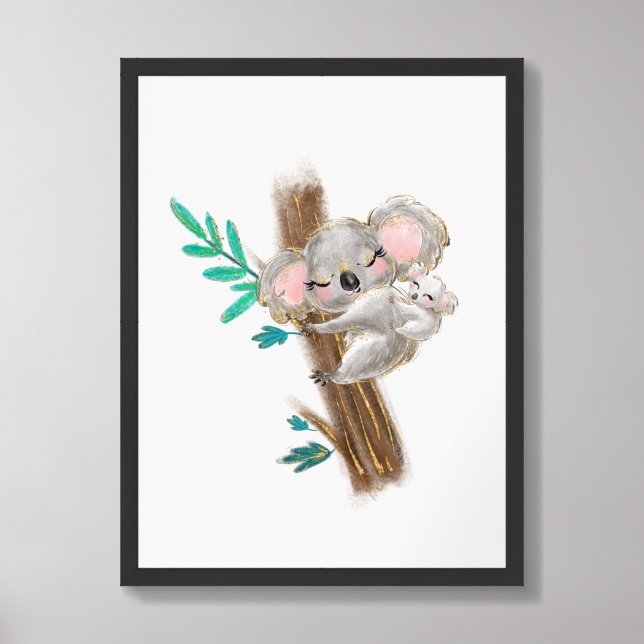 Koala Daddy And Baby Framed Art (Framed Front)