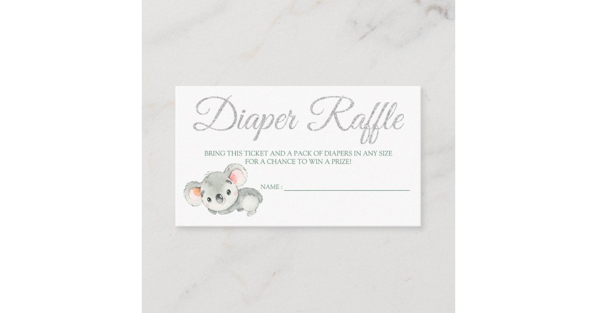 Koala Diaper Raffle Card Tickets for Baby Shower | Zazzle
