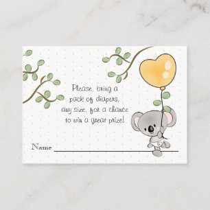 Koala Diaper Raffle Ticket Enclosure Card