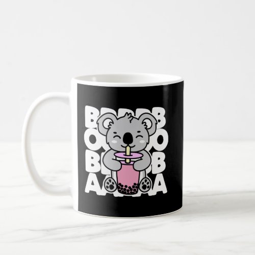 Koala Drinking Boba Cute Kawaii Bubble Tea Dark Coffee Mug