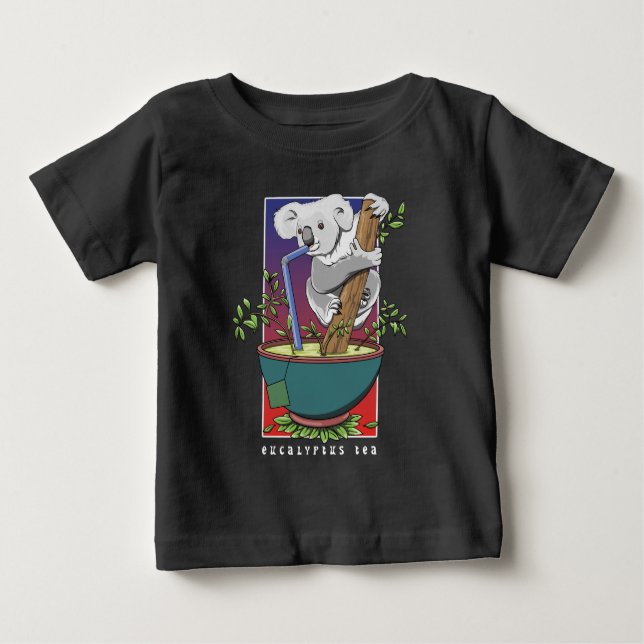Koala Drinking eucalyptus tea Baby T-Shirt (Front)