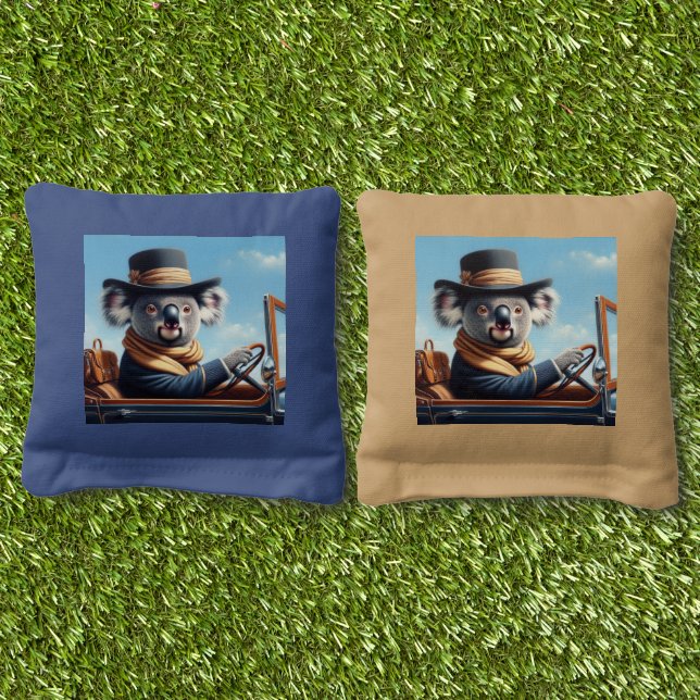 Koala Driving Cornhole Bags (Grass)