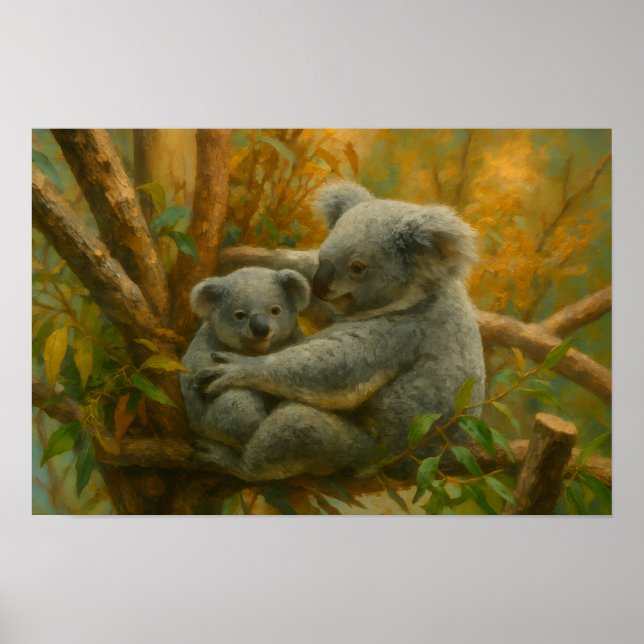 Koala Embrace – Tender Wildlife Painting Poster (Front)
