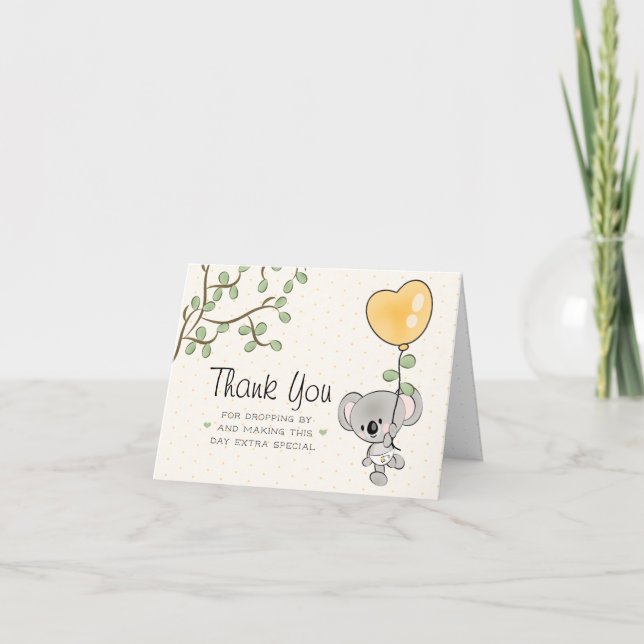 Koala Eucalyptus Baby Shower Thank You  Card (Front)