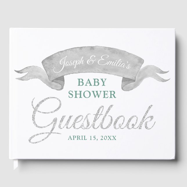 Koala & Eucalyptus Gray Baby Shower Guestbook (Front)