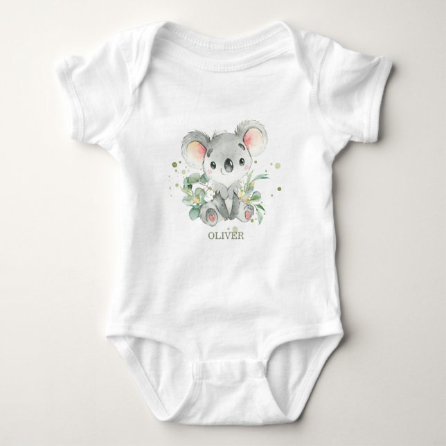 Koala Eucalyptus Greenery 1st Birthday Outfit  Baby Bodysuit (Front)