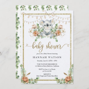 Koala Eucalyptus Woodland Boho Baby Shower Invitation