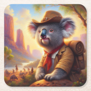 Koala Explorer Square Paper Coaster