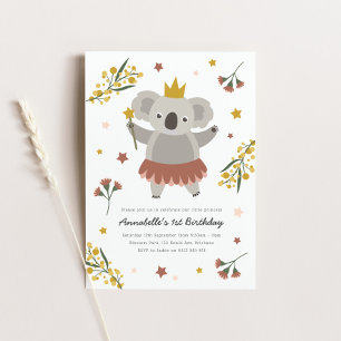 Koala Fairy Princess Birthday Invitation