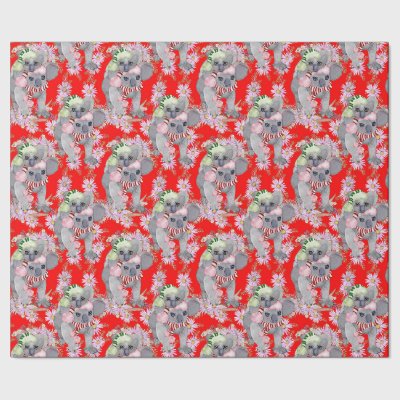 Koala Family Red Christmas  Wrapping Paper