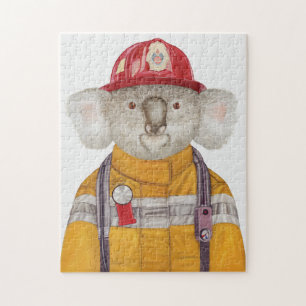 Koala Firefighter painting Jigsaw Puzzle