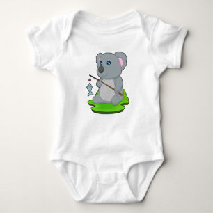 Koala Fisher Fish Fishing Baby Bodysuit