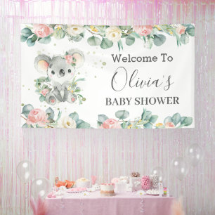 Koala Floral Eucalyptus Greenery Welcome Backdrop Banner
