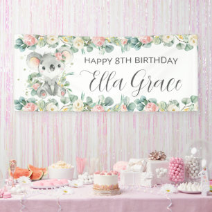 Koala Floral Eucalyptus Greenery Welcome Backdrop  Banner