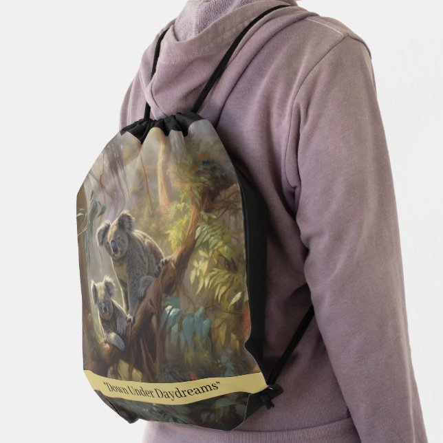 Koala Forest Dreams, custom  Drawstring Bag (Insitu)