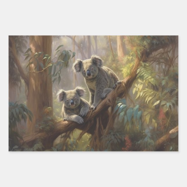 Koala Forest Dreams  Wrapping Paper Sheets (Front 3)
