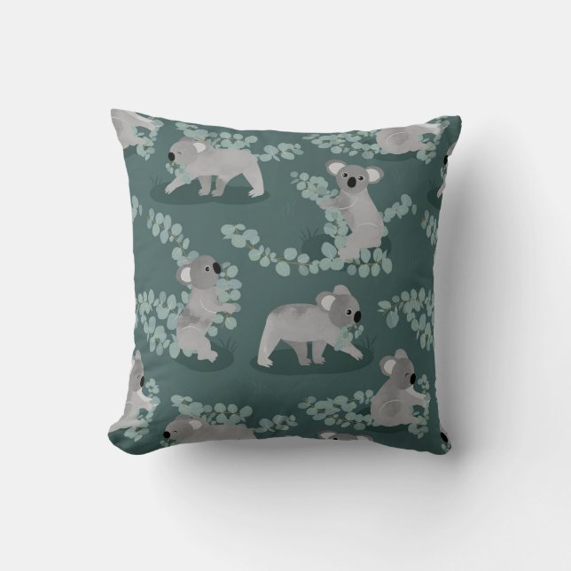Koala Gathering Throw Pillow (Front)