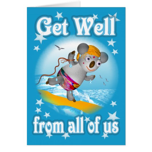 Koala GetWell Surfer Card-blank Cards (Front)