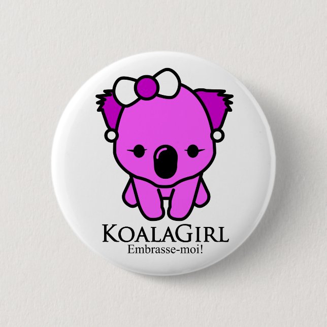 Koala Girl Pinback Button (Front)
