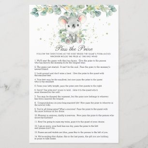 Koala Greenery Baby Shower Pass the Prize 