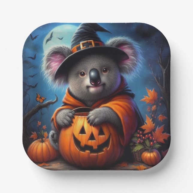 Koala Halloween Costume Paper Plates (Front)
