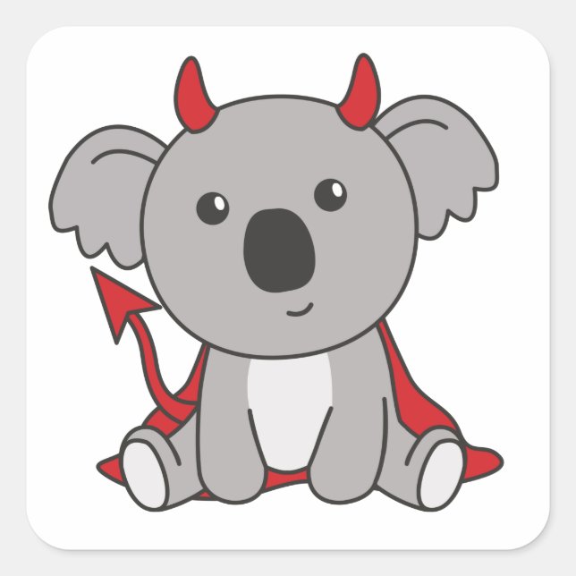 Koala Halloween Cute Devil Kids Witches Costume Sq Square Sticker (Front)