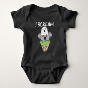 Koala Halloween Ghost I Scream Ice Cream Pun Baby Bodysuit