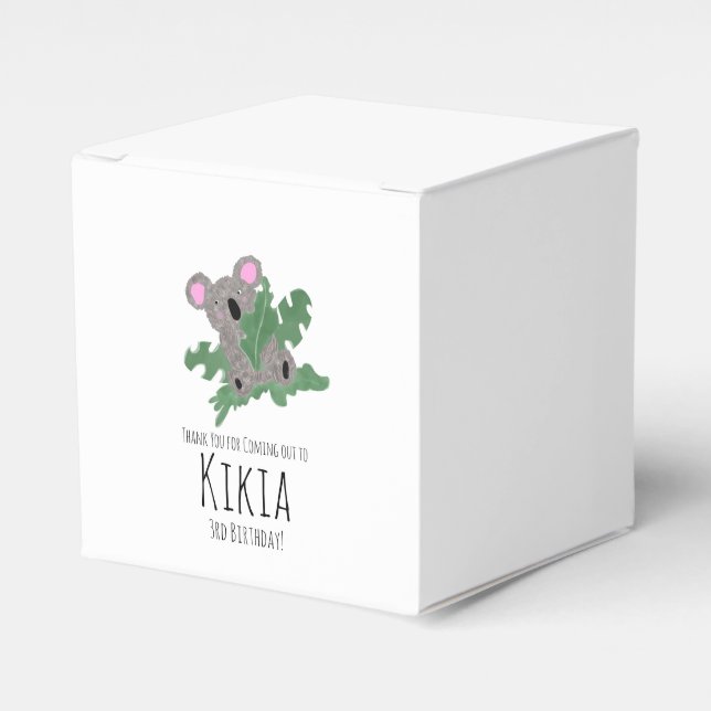 Koala Hand Drawn Animal Green Birthday Party    Favor Boxes (Front Side)