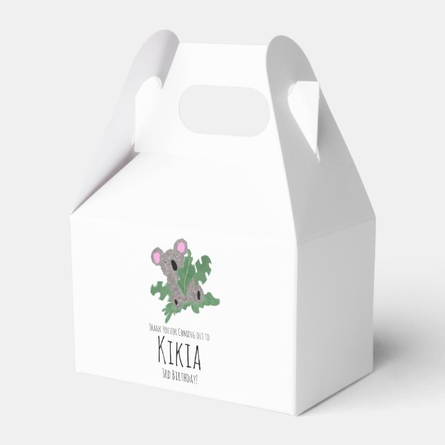 Koala Hand Drawn Animal Green Birthday Party    Favor Boxes (Front Side)