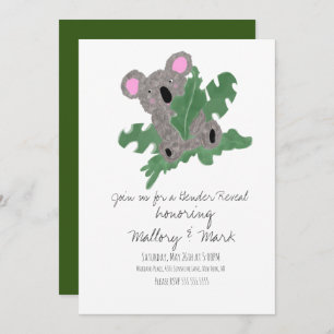 Koala Hand Drawn Gender Reveal Invitation