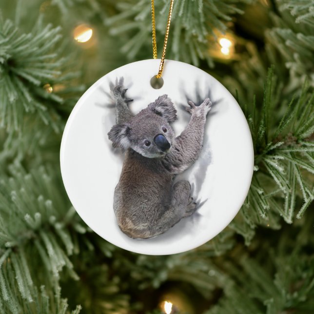 Koala Hang On Back Cute Bear Australia Animal Ceramic Ornament (Tree)