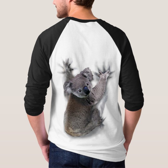Koala Hang On Back Cute Bear Australia Animal T-Shirt (Back)